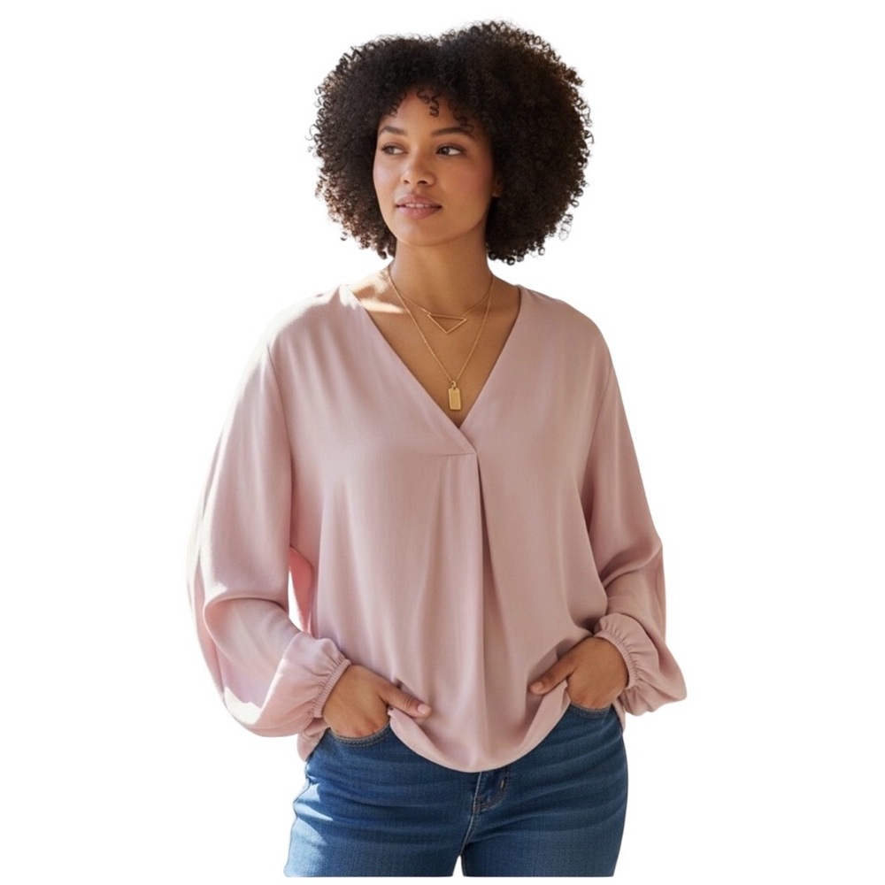 Dolan Blush Pink V-Neck Blouse - Large (Anthropologie)